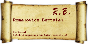 Romanovics Bertalan névjegykártya